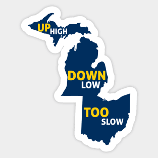 Up High Down Low Too Slow - Blue and Gold Sticker